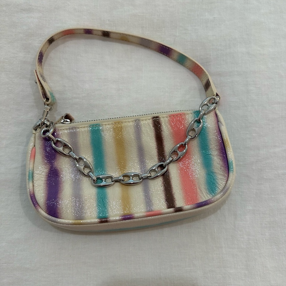 By Far Mini Rachel Striped Leather Shoulder Bag